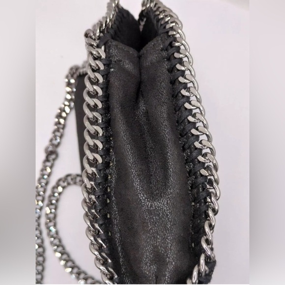 STELLA MCCARTNEY Mini Falabella Shaggy Deer Embellished Shoulder Bag Black EUC - Picture 5 of 14